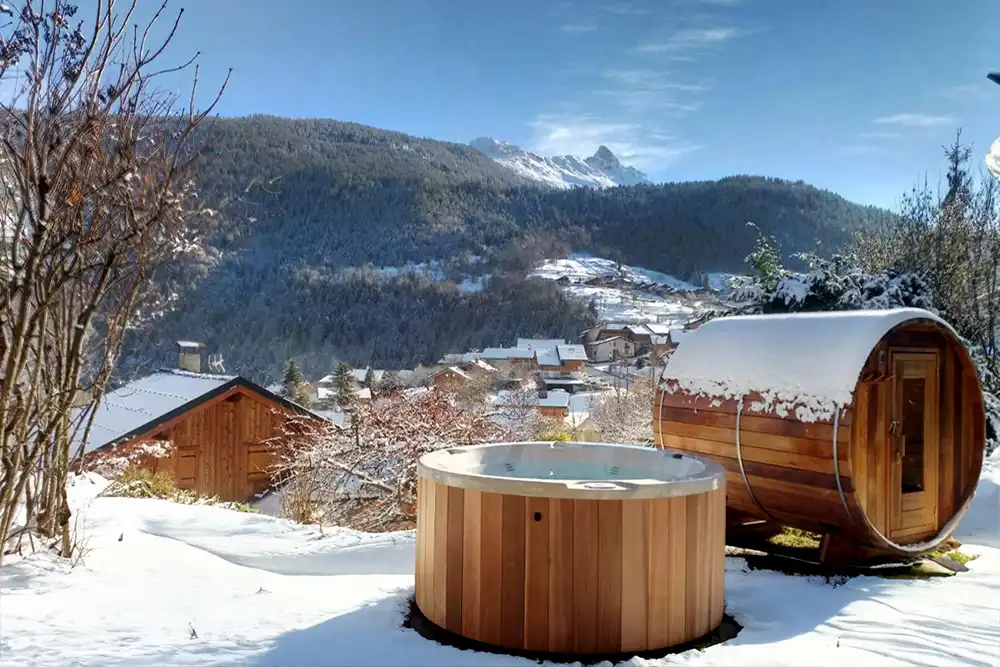 Spa Jacuzzi Habillage Bois Red Cedar Corail