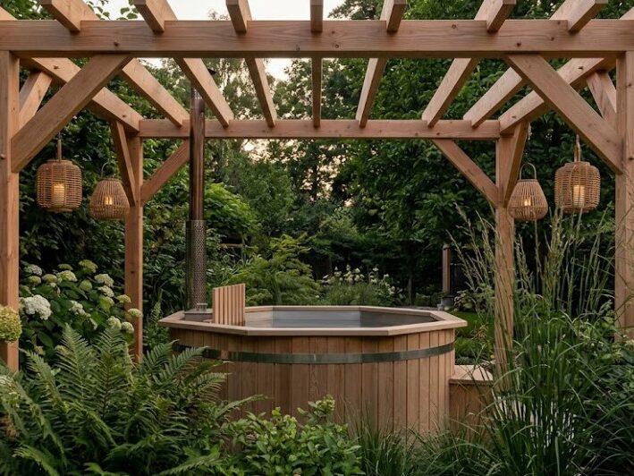 Pergola abritant un bain froid Pergola abritant un bain froid