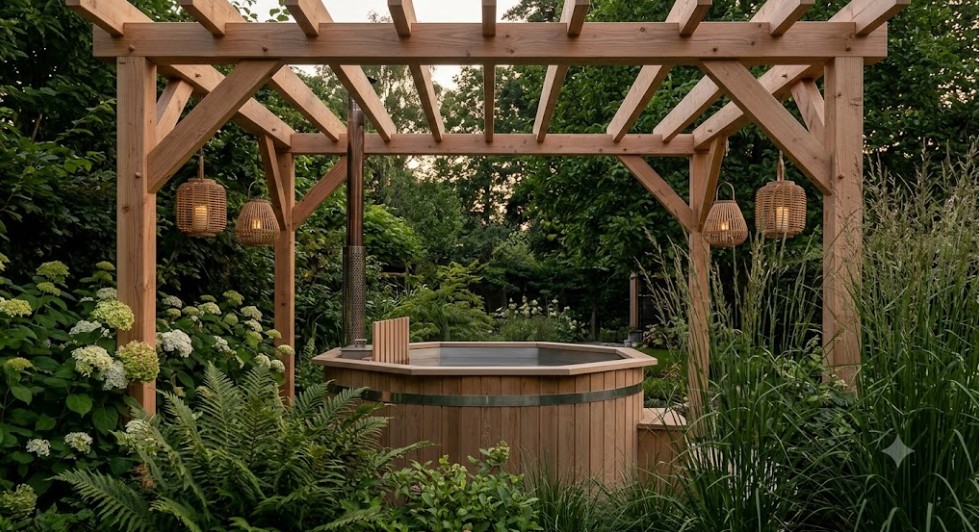 Pergola abritant un bain froid Pergola abritant un bain froid